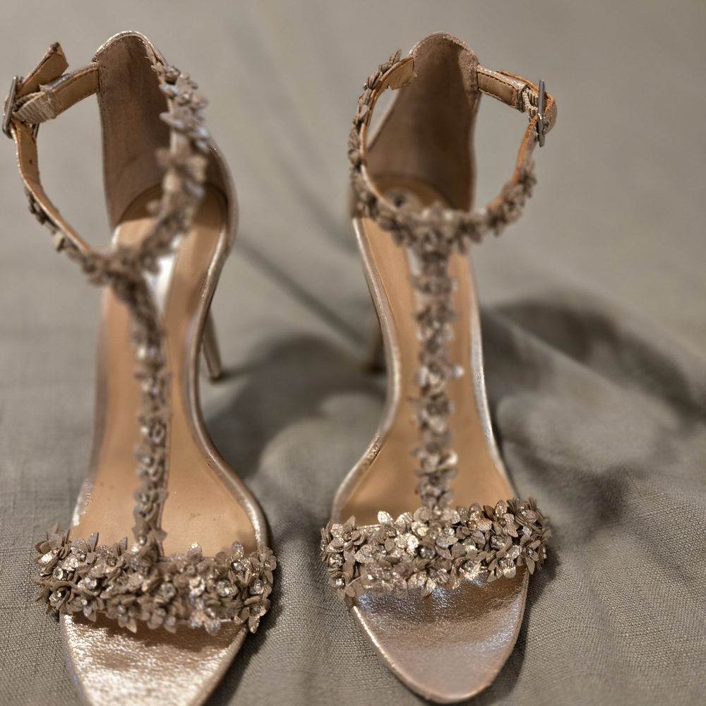 INC International Concepts Cream Crystal Embellished Heels
